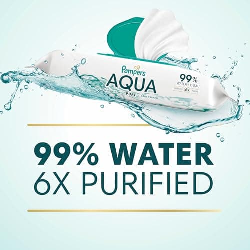 Pampers Aqua Pure Baby Wipes, 99% Water, Fragrance Free, 336 Baby Wipes Total (6X Flip-Top Packs) — view 2