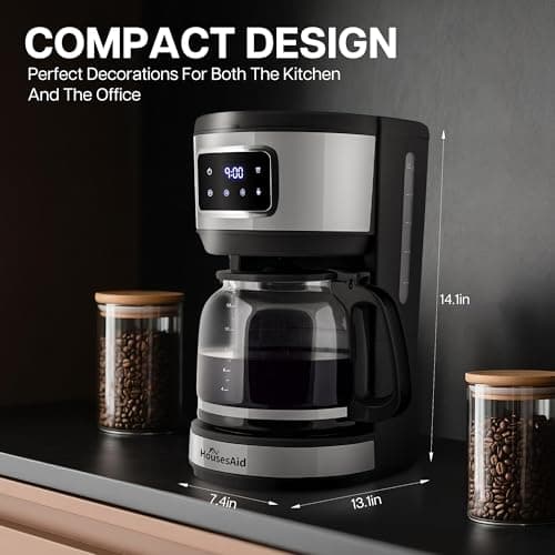 HousesAid 12 Cup Programmable Coffee Maker,Touchscreen Drip Coffee Maker-12 Cup Keep-Warm Function, Auto Shut-Off,Stainless Steel Construction,Permanent Filter,Ideal for Home and Office Use — view 5