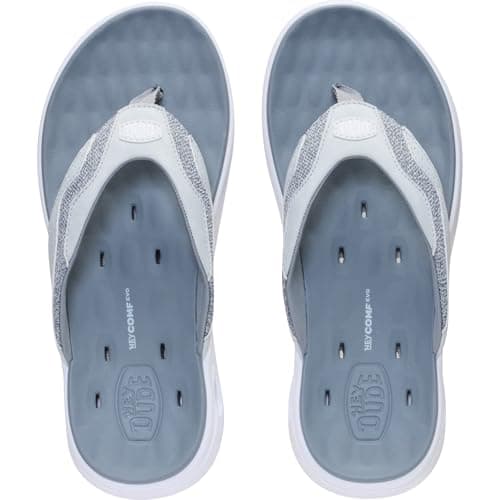 HEYDUDE Men's Hey2O Flip Flop Mesh Sandal, White/Grey Size 11 | Water Friendly Flip Flops with Drainage Outsole and Quick Dry Upper — view 4