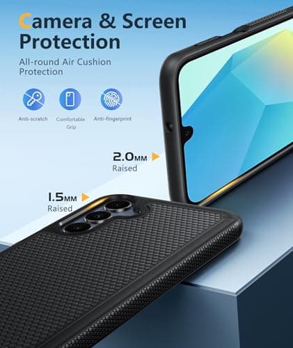 FNTCASE for Galaxy A17/A16 5G Phone Case - Samsung A17 Military Grade Drop Protection, 14ft Drop Tested, Screen Protector Included, Anti-Slip Matte Textured, TPU+PC Dual Layer Shockproof Cover (Black) — view 5
