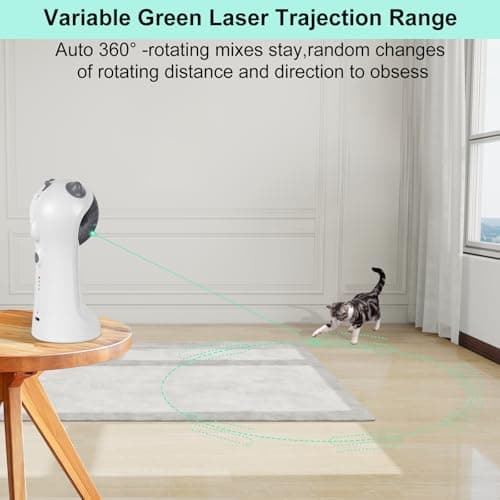 TBTeek Cat Toy, Green Light, Automatic Motion-Activated, 5 Fun Patterns, 4 Speed Modes, Adjustable Light Angles, Random Rotating Trajectory, Rechargeable — view 6