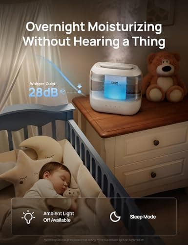DREO Humidifiers for Bedroom, 4L Top Fill for Large Room, 36H Runtime [Ultra-Strong Mist Output] Quiet Cool Mist Air Humidifier for Baby Nursery, Plants, Indoor, Night Light, Easy to Clean — view 4