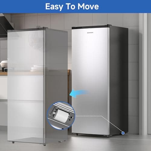 BANGSON Upright Freezer, 7.0 Cu.ft Stand Up Freezer, Convertible Upright Freezer/Refrigerator, Single Door for Kitchen,Garage, Office, Apartment, Silver — view 6