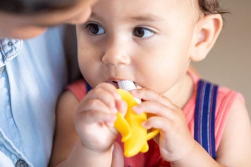 Nuby NanaNubs Banana Silicone Infant Toothbrush - Gum Massager - Soft Bristles - Silicone - 3+ Months — view 2
