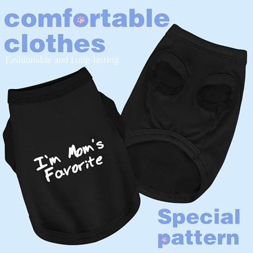 Cozy Sleeveless Canine Wear Dog Clothes, Soft, Lightweight, and Breathable Cotton Dog Shirt with I'm Mom's Favorite Print.Vest Tank Top Ideal for Small, Medium, and Large Breeds Black M