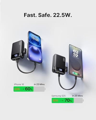 INIU Power Bank, Smallest 20000mAh Portable Charger Fast Charging 22.5W, Battery Pack with USB C Cable&LED Display, Phone Powerbank for Travel Essentials, for iPhone 17 16 15 Pro max Samsung iPad etc — view 3