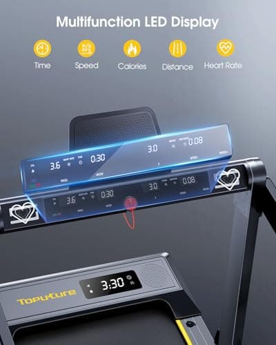 TOPUTURE Walking Pad Treadmill with 12% Incline and Handle Bar, 4 in 1 Folding Treadmill for Home/Office, Under Desk Treadmills Portable Walking Pad with App & Bluetooth Speaker, 0.6-10MPH — view 4