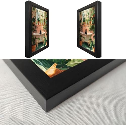 Framed Funny Bathroom Wall Art Green Plant Picture Bathroom Decor Bath Black Cat Canvas Print Poster Animal Bathtube Painting Artwork Maximalist Restroom Decor — view 3