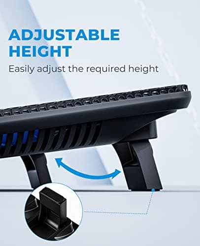 havit HV-F2056 15.6"-17" Laptop Cooler Cooling Pad - Slim Portable USB Powered (3 Fans), Black/Blue — view 4