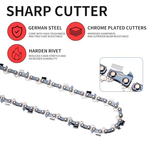 PBUO 16 Inch Chainsaw Chain Replacement, 3/8" LP Pitch .043" Gauge 55 Drive Links, Fits Stihl MS170, MS171, MS180c, Semi-Chisel Low-Kickback Design, 3 Pack | P-Series — view 2