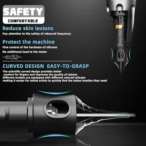 Poseidon 50PCS Tattoo Cartridge Needles Assorted Mixed Size #12 Round Liner Shader Magnum - 5RL 7RL 9RL 5RS 7RS 9RS 7M1 15M1 7RM 15RM with Membrane Professional Disposable Tattoo Needles — view 5