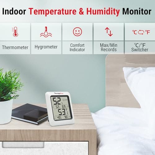 TempPro TP50 Digital Hygrometer Indoor Thermometer with Max/Min Records Room Thermometer and Humidity Monitor with Large LCD Display (Previously ThermoPro) — view 5