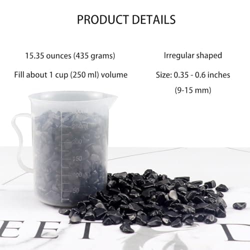 435g Decorative Stones Natural Black Obsidian Aquarium Gravel Decor Polished Pebbles Crushed Quartz Irregular Shaped Bulk Vase Filler Succulent Rocks