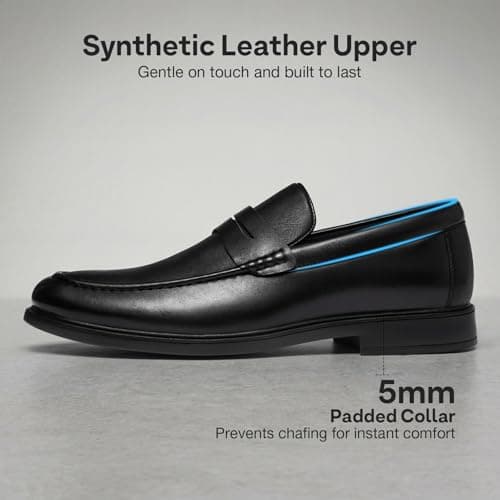HEEZ Men's Penny Loafers, Casual Loafer Dress Shoes for Men Comfortable, Slip on Loafers for Business Formal Wedding Party Office Black — view 3