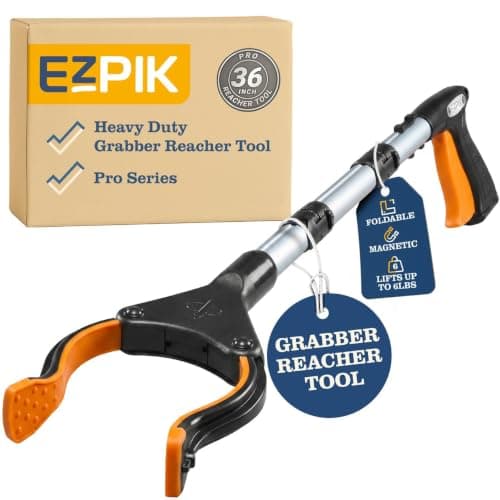 EZPIK® PRO 36" Long Reach Grabber Tool for Elderly - 90 cm Folding Magnetic Pick Up Stick - Grabber Stick for Disabled with Rotating Head