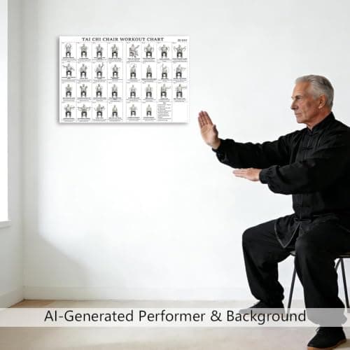 Tai Chi Chair Workout Chart Poster Print Seated Exercises for Beginners and Seniors Canvas Wall Art Living Room Bedroom Home Gym Decor 12x18 Inch Unframed A — view 3