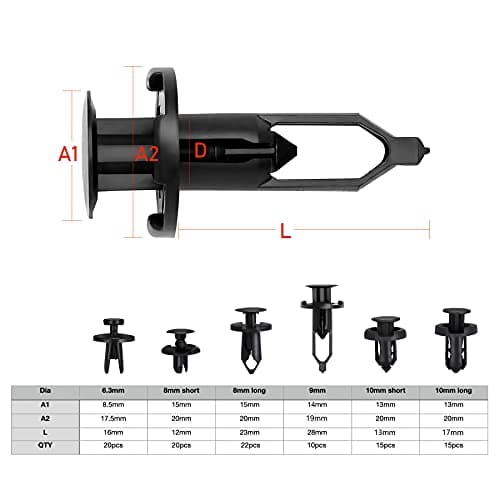 Car Push Retainer Clips, Ginsco 102 Pcs Auto Fasteners Assortment Plastic Push Pin Rivets Expansion Screws Replacement Kit Plastic Rivet Automotive Clips for Door Trim Panel Fender