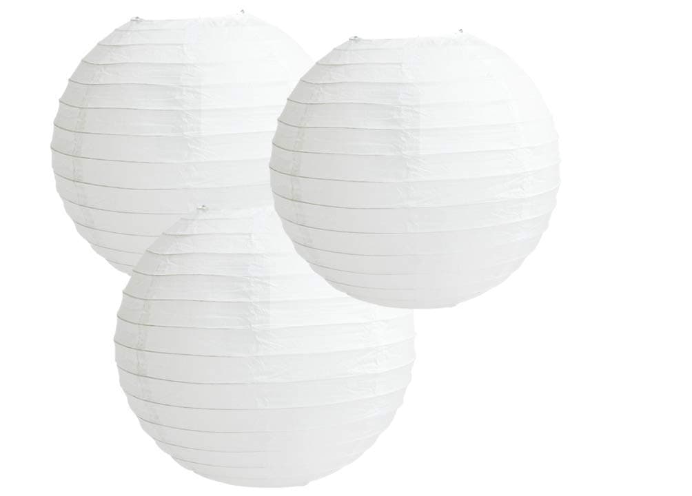 Paper Lanterns Mix Color Packs of 3 Round Paper Lanterns Lampshade Party Decorations (All White, 14" (35 Cm))