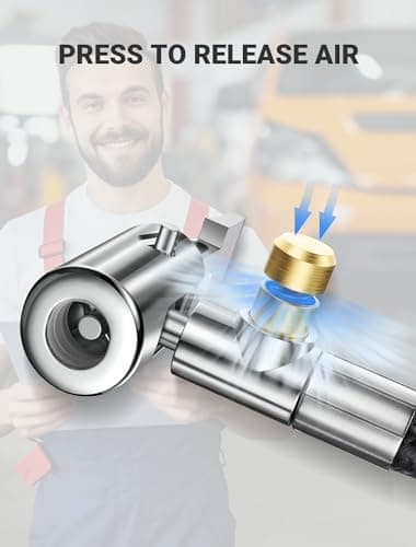 LUMITECO 20 Inch Tire Inflator Hose Adapter, Car Air Hose Self-Locking Air Chuck w/Tire Schrader Valve Fine Thread & Presta Valve Adapter, Quick Connect & Release for Pump Air Compressor Attachments — view 2
