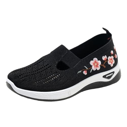 Sneakers Women Wide Fit Orthopedic Shoes for Women Wide Width Breathable Walking Comfortable Slip On Sneakers Non Slip Food Service Lightweight Nurse Shoes Ladies Daily Arch Support Trainers size5 8 9 — view 3