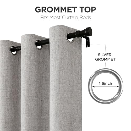 Joydeco 100% Blackout Curtains 2 Panels for Living Room - Linen Black Out Curtains 84 Inch Long Room Darkening Opaque Curtains for Bedroom, Thermal Insulated Drapes Privacy Protection 2 Panels Set — view 4