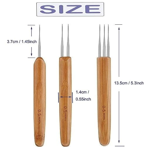 3 Pcs Dreadlock Crochet Hooks for Hair 0.5mm