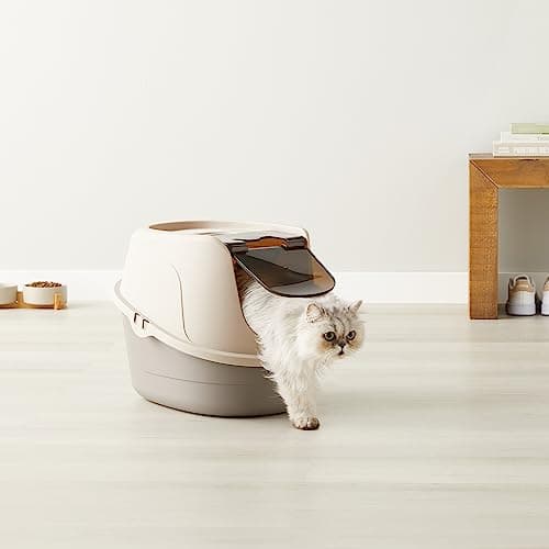 Amazon Basics No-Mess Enclosed Hooded Cat Litter Box, Standard, Multicolor, 53cm x 41cm x 38cm — view 7