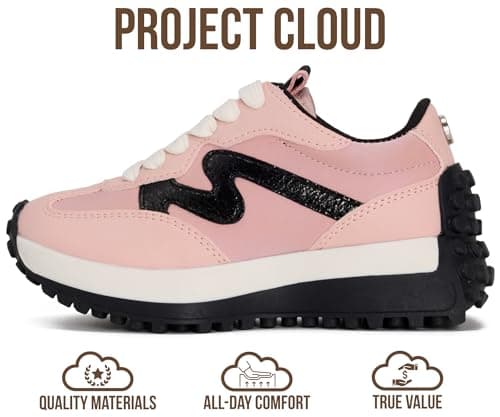 Project Cloud Kid Shoes for Girls - Girls Sneakers with Breathable Upper, Lightweight Design, Memory Foam Insole & Non-Slip Outsole (Lecco_K,BLUSCOMBO,1) — view 3