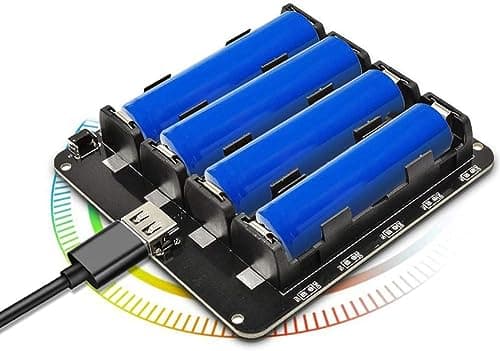 diymore 18650 Battery Holder Four Li-ion V9 Battery Shield Micro USB 5V/3A 3V/1A Power Bank Battery Charging Module (4 Holders) — view 2