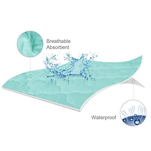 Waterproof Sheet for Pack n Play Quilted, Playard Sheet Protector 39" X 27" fits for Baby Foldable and Playard Mattress, Portable Mini Crib, Aqua