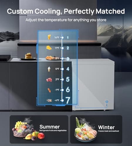2.7 Cu.Ft Chest Freezer, Small Compact Deep Freezer with Adjustable 7 Thermostat,2 Removable Baskets, Energy Saving, Quiet Top Open Door Mini Meat Freezer with LED Light for Garage Outdoor Home Office — view 2