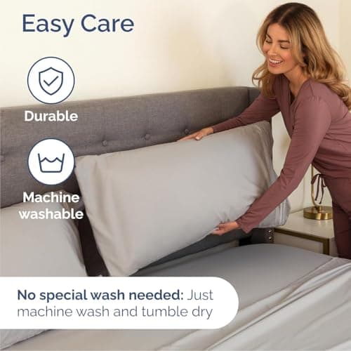 Cal King Size 4 Piece Sheet Set - Comfy Breathable & Cooling Sheets - Hotel Luxury Bed Sheets for Women & Men - Deep Pockets, Easy-Fit, Soft & Wrinkle Free Sheets - Light Grey Oeko-Tex Bed Sheet Set — view 6