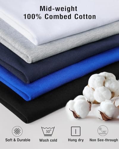 wirarpa Men's T-Shirts 100% Cotton Midweight Crewneck Short Sleeve Tees Casual Plain T Shirt 2 Pack White M — view 2
