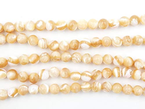 Malahill Gemstone Beads for Jewelry Making, Sold per Bag 5 Strands Inside, Khaki Trumpet Shell Beads 10mm — view 2