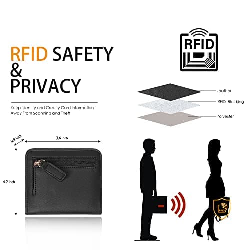 Toughergun Women’s Small Slim Leather Wallet with RFID Protection, Compact Bifold Mini Purse with Clear ID Window — view 2