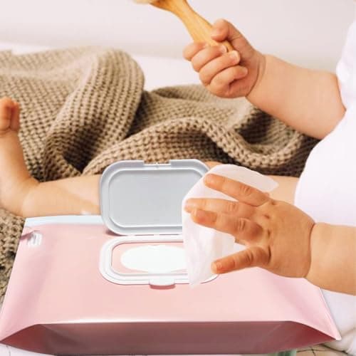 Baby Wipe Holder,Wipe Dispenser, 3-Pack Portable Refillable Wipe Container,Reusable Travel Baby Wipes Case, Waterproof and Dustproof, Wipe Holder for Diaper (Pink) — view 2