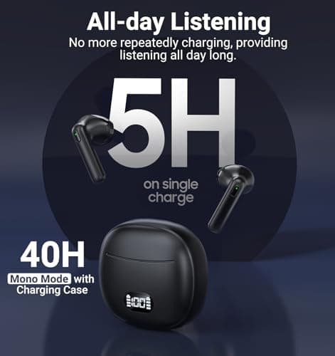 Wireless Earbuds, Bluetooth 5.3 Noise Cancelling Ear Buds with Charging Case, Digital Power Display Bluetooth Earbuds for Sport — view 4
