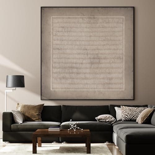 46"x46" XL Framed Wall Art Abstract Rustic Geometric Line Patter (Frame Assembly Required) — view 2