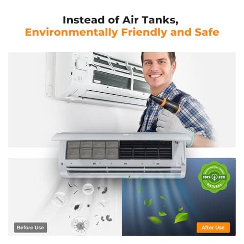 K&F CONCEPT Compressed Air Duster with LED Lights, Powerful Wind Air Blower Electric | Brushless Motor | 5 nozzles 3 Brushes| for PC Computers Keyboard Home Car Pet Hair Cleaning, Inflation, Drying — view 7