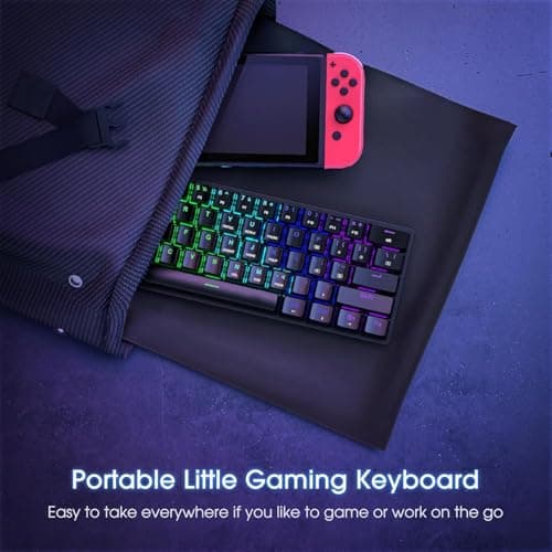 Portable 60% Mechanical Gaming Keyboard,60 Percent Wired Gamer Keyboard with Blue Switches,LED Customization Backlit,61 Keys Ultra-Compact Mini Office Keyboard for PC/Mac/Xbox,Easy to Carry On Trip — view 4