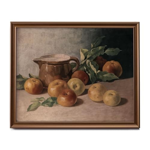 16 PCS Framed Vintage Canvas Wall Art Decor, Fruits Farmhouse Wall Prints for Kitchen Bedroom Bathroom Office, Rustic Posters for Living Room Aesthetic, Painting Artwork