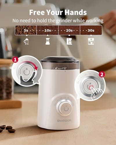 SHARDOR Electric Super Silent Blade Coffee Grinder, Timed Grind Control Rotary Knob, Adjustable Coarse to Fine for Coffee Beans, Spices & Herbs, White — view 4