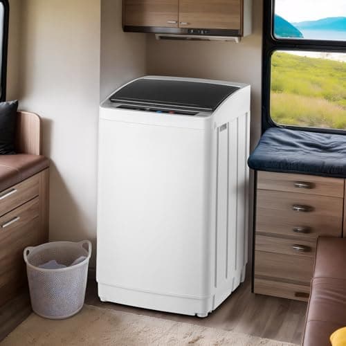 ROVSUN 17.8LBS Portable Washing Machine, Full-Automatic Electric Laundry Machine with Stainless Steel Drum, Compact Washer and Spin Dryer Combo with Drain Pump for Apartment, Dorm, Home — view 7