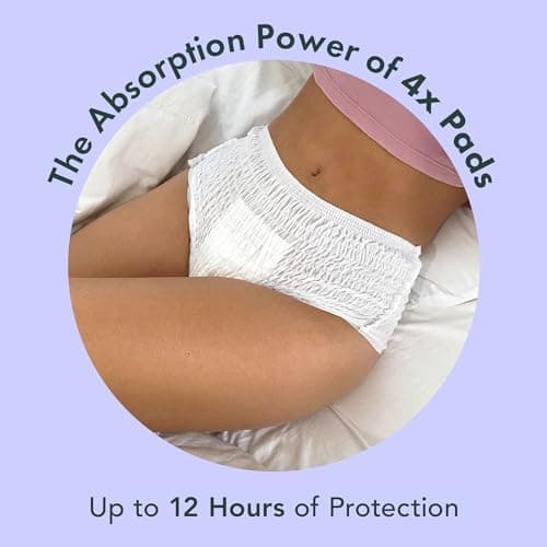 Rael Disposable Underwear for Women, Organic Cotton Cover - Incontinence Pads, Postpartum Essentials, Disposable Underwear, Unscented, Maximum Coverage (Size S-M, 20 Count) — view 3