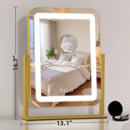 Shinerva 13.1"×16.7" Vanity Mirror with Lights, LED Makeup Mirror