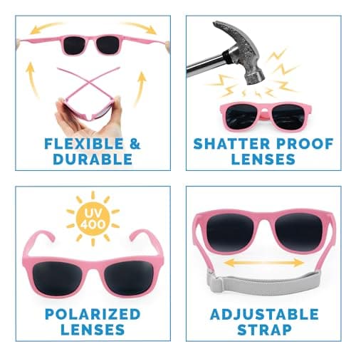 JAN & JUL Girls' Polarized Sunglasses with Strap, Flexible and Durable for Babis (Dusty Purple, S: 6 Months - 2 Years) — view 2
