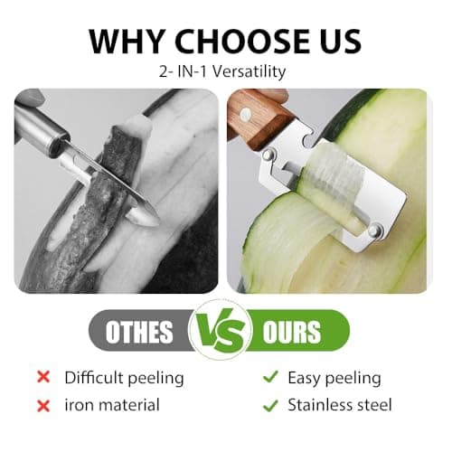 Vegetable Peeler for Kitchen, 2026 New Multi-Functional Vegetable Peeler with Wooden Handle and Bottle Opener, 2-in-1 Stainless Steel Kitchen Tool For Vegetables or Fruits (1 Pcs) — view 2