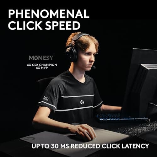 Logitech G PRO X2 SUPERSTRIKE Wireless Gaming Mouse: Customizable Rapid Trigger Magnetic Analog Switches, Adjustable Click Haptics, 61g Ultra Lightweight, USB-C, <8K Polling, for PC/Mac - Black/White — view 2