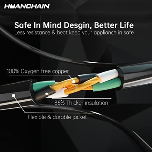 HUANCHAIN Indoor Outdoor Black Extension Cord 25 ft Waterproof, 16/3 Gauge Flexible Cold-Resistant Appliance Cable Outside, 13A 1625W 16AWG SJTW, 3 Prong Electric Cord, ETL — view 2