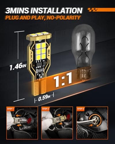 SEALIGHT 921 LED Bulb Reverse Light 500% Super Bright T15 Reverse Light Bulb 3030-SMD Chipsets Canbus Error Free 906 W16W 922 912 921 LED Bulb for Backup Lights, 6000K White Pack of 2 — view 5